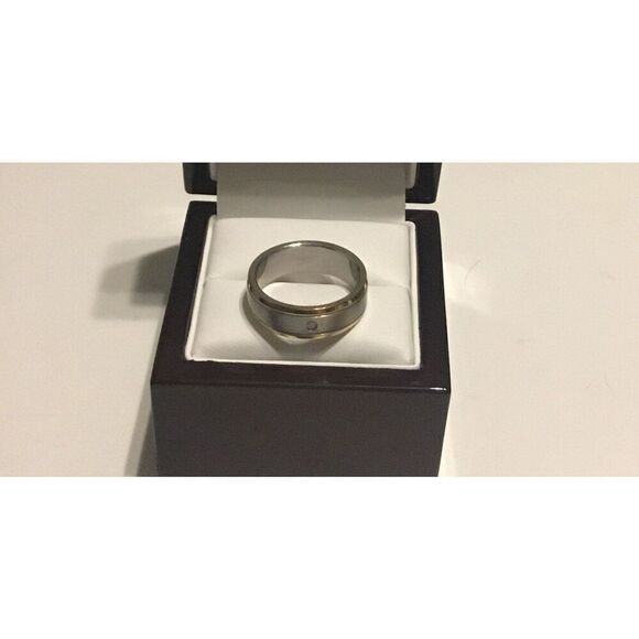 New Mens Two-Tone Stainless Steel Spinner Band Ring Sz 12 - Picture 1 of 2